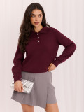 Eleganter bordeauxfarbener Pullover mit Kragen und Knöpfen