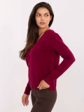 Eleganter bordeauxfarbener Pullover mit V-Ausschnitt