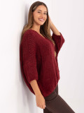 Stylischer bordeauxfarbener Pullover mit 3/4-Ärmeln