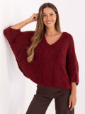 Stylischer bordeauxfarbener Pullover mit 3/4-Ärmeln