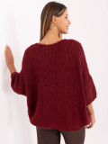 Stylischer bordeauxfarbener Pullover mit 3/4-Ärmeln