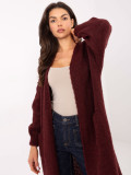 Bordeauxfarbener langer Cardigan mit Taschen