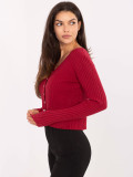 Eleganter bordeauxfarbener Pullover mit V-Ausschnitt