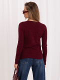 Eleganter bordeauxfarbener Pullover mit V-Ausschnitt und Knöpfen
