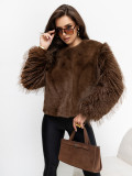 Elegante braune Felljacke