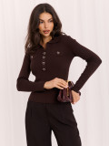 Eleganter brauner Polo-Pullover mit Kragen