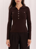 Eleganter brauner Polo-Pullover mit Kragen