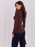 Eleganter brauner Pullover mit Stehkragen und Zirkonia