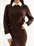 Eleganter brauner Polo-Pullover