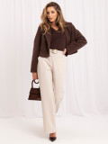 Eleganter brauner Pullover mit V-Ausschnitt und Knöpfen