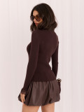 Eleganter brauner Pullover mit Spitze