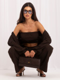 Braunes dreiteiliges Set mit Top, Hemd und Hose