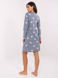Damen-Nachthemd mit langen Ärmeln, dunkelblau, aus Baumwolle