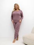 Damen-Pyjama mit Blumenmuster, langarm, rosa