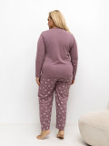Damen-Pyjama mit Blumenmuster, langarm, rosa