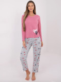 Damen Baumwoll-Pyjama mit Print, rosa