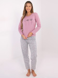 Damen Baumwoll-Pyjama mit Print, rosa