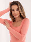 Orangefarbene Baumwollbluse mit quadratischem Ausschnitt