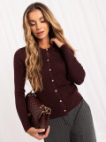 Eleganter bordeauxfarbener Pullover mit Kragen und Knöpfen