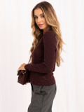 Eleganter bordeauxfarbener Pullover mit Kragen und Knöpfen