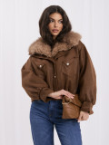 Kurze braune Bomberjacke mit Kragen