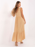 Maxikleid mit V-Ausschnitt in camel