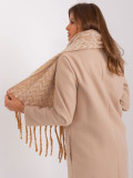 Beige geometrischer Schal mit Fransen