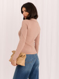 Eleganter brauner Pullover mit Kragen und Knöpfen