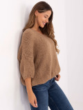 Stylischer camelfarbener Pullover mit 3/4 Ärmeln