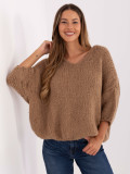 Stylischer camelfarbener Pullover mit 3/4 Ärmeln