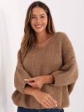 Stylischer camelfarbener Pullover mit 3/4 Ärmeln