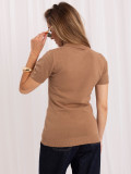 Eleganter brauner Pullover mit kurzem Ärmel und Rollkragen