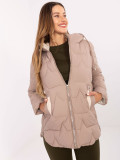 Beige Übergangsjacke mit Kapuze