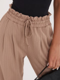 Beige Jogginghose mit Streifen und hohem Bund
