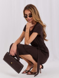 Braunes Midi-Kleid mit Gürtel