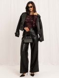 Elegante violette Bluse mit Spitze und U-Boot-Ausschnitt