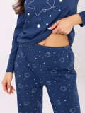 Damen-Pyjama mit langen Ärmeln in Dunkelblau