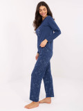 Damen-Pyjama mit langen Ärmeln in Dunkelblau