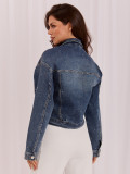 Jeansjacke mit Applikation in Dunkelblau