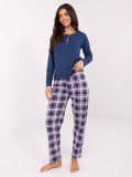 Damen-Pyjama mit langen Ärmeln in Dunkelblau