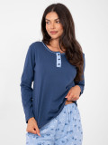 Damen-Pyjama mit Blumenmuster, blau