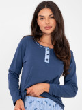 Damen-Pyjama mit Blumenmuster, blau