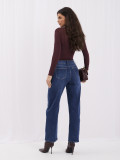 Dunkelblaue Mom Jeans mit hohem Bund