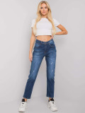 Dunkelblaue Mom Jeans mit geradem Schnitt