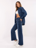 Damen-Jeans mit weitem Bein und hohem Bund – dunkelblau