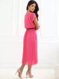 Plissiertes Midikleid in Rosa mit Gürtel