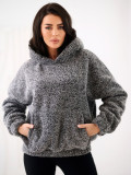 Damen Hoodie in Dunkelgrau mit Kapuze und Tasche