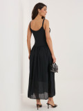 Schwarzes Maxi-Sommerkleid mit Trägern
