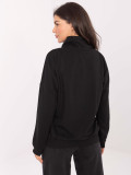 Schwarzes Baumwoll-Sweatshirt mit Kragen und Tasche