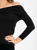 Schwarze Off-Shoulder-Bluse